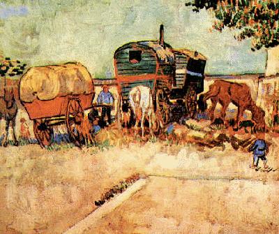 Vincent Van Gogh Encampment of Gypsies with Caravan oil painting picture
